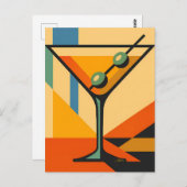 Mid Century Modern Sunrise Bauhaus Martini ポストカード (正面/裏面)
