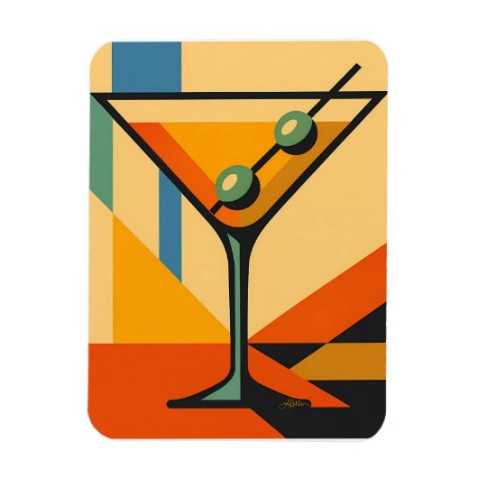 Mid Century Modern Sunrise Bauhaus Martini マグネット (縦)