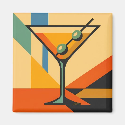 Mid Century Modern Sunrise Bauhaus Martini マグネット (正面)