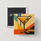 Mid Century Modern Sunrise Bauhaus Martini 缶バッジ (正面&裏面)