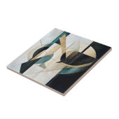 Mid-Century Modern Teal Gold Linear Geometric タイル (側面)