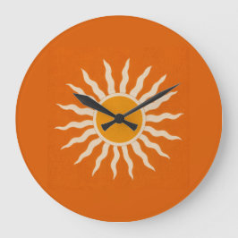 Mid-Century Modern Terracotta Sunburst Clock ラージ壁時計