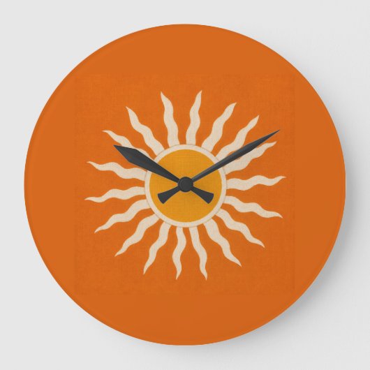 Mid-Century Modern Terracotta Sunburst Clock ラージ壁時計 (正面)