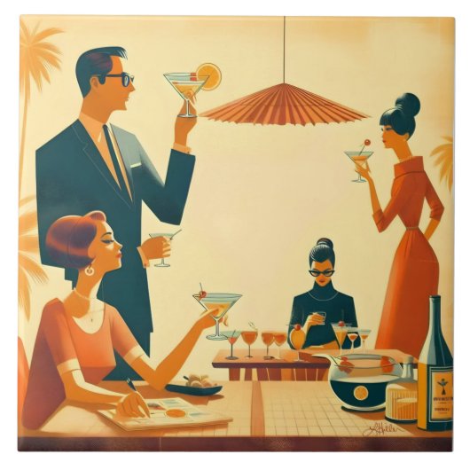 Mid Century Modern The Martini Cocktail Critics タイル (正面)