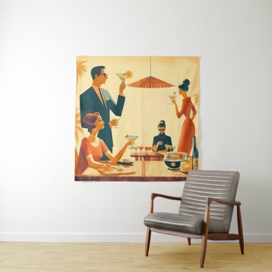 Mid Century Modern The Martini Cocktail Critics タペストリー (インサイチュ)