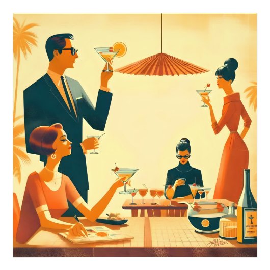 Mid Century Modern The Martini Cocktail Critics フォトプリント (正面)