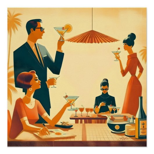 Mid Century Modern The Martini Cocktail Critics ポスター (正面)