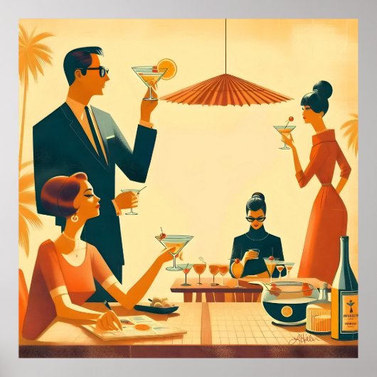 Mid Century Modern The Martini Cocktail Critics ポスター (正面)