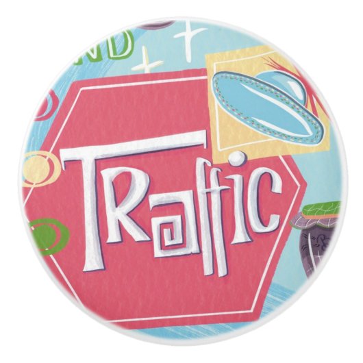 Mid Century Modern Traffic Retro Ceramic Knob セラミックノブ (正面)