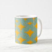 Mid Century Modern Turquoise Diamond コーヒーマグカップ (正面右)