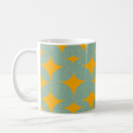 Mid Century Modern Turquoise Diamond コーヒーマグカップ (左)