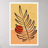 Mid Century Modern Wall Art, Sunset Leaf Print,  ポスター (正面)
