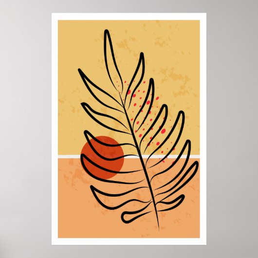 Mid Century Modern Wall Art, Sunset Leaf Print,  ポスター (正面)