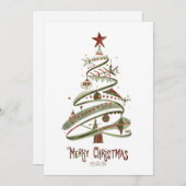 Mid-Century Modern Watercolor Holiday Card シーズンカード (正面/裏面)