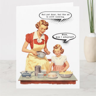 Mid-Century Mother and Daughter with Funny Caption カード