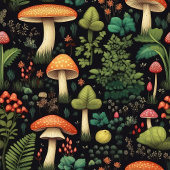 Mid-Century Mushroom Blanket Earthy Cottage Vibe フリースブランケット