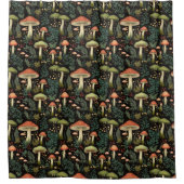Mid-Century Mushroom Curtain Soft Earthy Hues シャワーカーテン (正面)