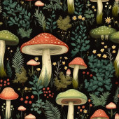 Mid-Century Mushroom Curtain Soft Earthy Hues シャワーカーテン