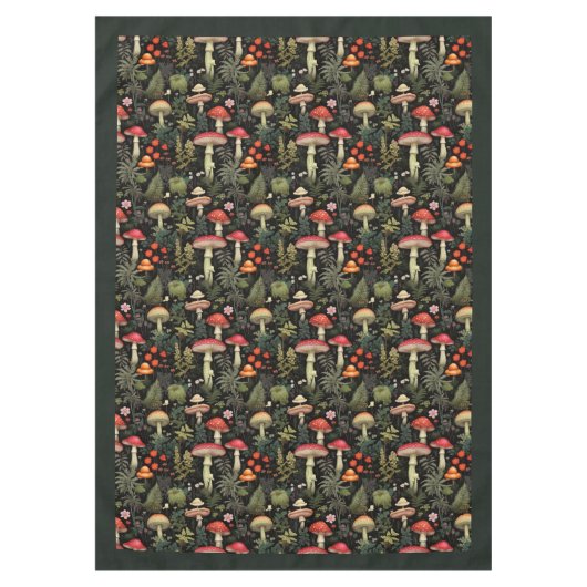 Mid-Century Mushroom Tablecloth Rustic Elegance テーブルクロス (正面)