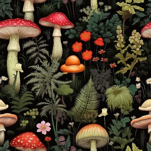 Mid-Century Mushroom Tablecloth Rustic Elegance テーブルクロス