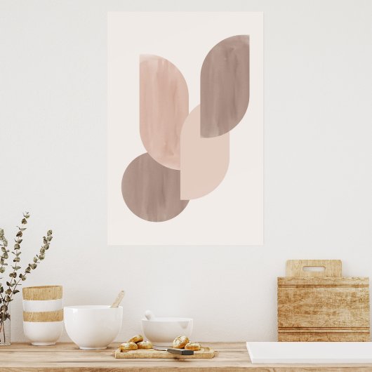 Mid-century neutral geometric ポスター (キッチン)