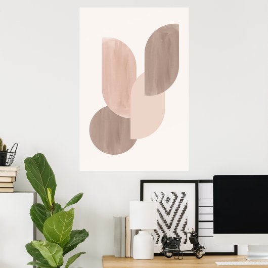 Mid-century neutral geometric ポスター (ホームオフィス)