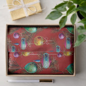 Mid-Century Ornaments On Red 薄葉紙 (ギフト)