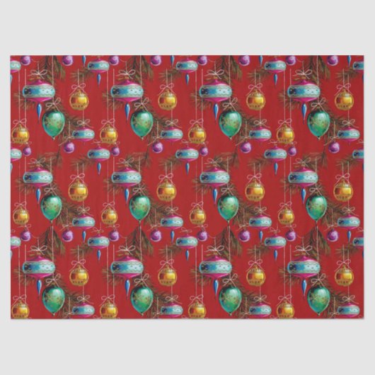 Mid-Century Ornaments On Red 薄葉紙 (正面)