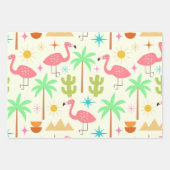 Mid Century Palm Springs Flamingo with Trees  ラッピングペーパーシート (正面3)