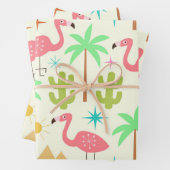 Mid Century Palm Springs Flamingo with Trees  ラッピングペーパーシート (インサイチュ)