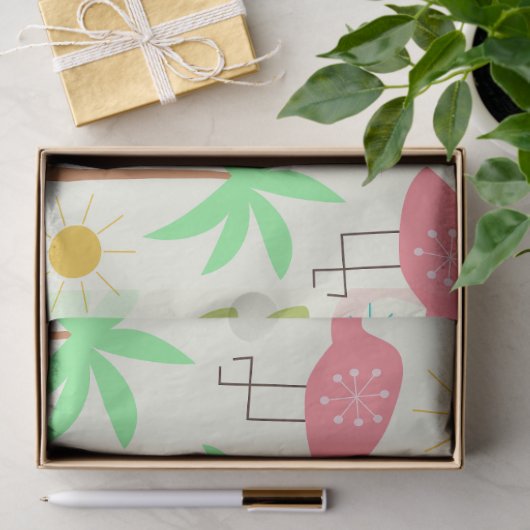 Mid Century Palm Springs Flamingo with Trees  薄葉紙 (ギフト)