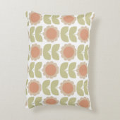  Mid-Century Pastel Pink Retro Floral Pattern アクセントクッション (裏面(縦))