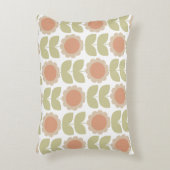  Mid-Century Pastel Pink Retro Floral Pattern アクセントクッション (正面(垂直))