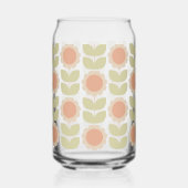 Mid-Century Pastel Pink Retro Floral Pattern ガラス缶 (正面)