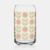  Mid-Century Pastel Pink Retro Floral Pattern ガラス缶 (裏面)
