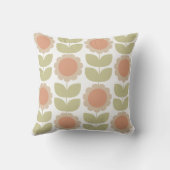  Mid-Century Pastel Pink Retro Floral Pattern クッション (裏面)
