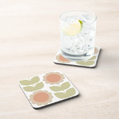  Mid-Century Pastel Pink Retro Floral Pattern コースター (右側)