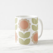  Mid-Century Pastel Pink Retro Floral Pattern コーヒーマグカップ (正面右)