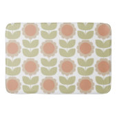 Mid-Century Pastel Pink Retro Floral Pattern バスマット (正面)