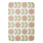 Mid-Century Pastel Pink Retro Floral Pattern バスマット (正面縦)
