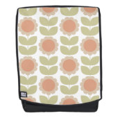  Mid-Century Pastel Pink Retro Floral Pattern バックパック (正面)