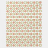  Mid-Century Pastel Pink Retro Floral Pattern フリースブランケット (正面)