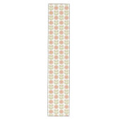  Mid-Century Pastel Pink Retro Floral Pattern ミディアムテーブルランナー (正面)