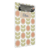  Mid-Century Pastel Pink Retro Floral Pattern ミニクリップボード (アングル)