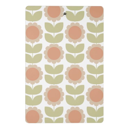  Mid-Century Pastel Pink Retro Floral Pattern ミニクリップボード (裏面)