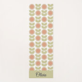  Mid-Century Pastel Pink Retro Floral Pattern ヨガマット (正面)