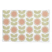  Mid-Century Pastel Pink Retro Floral Pattern 枕カバー (裏面-左)