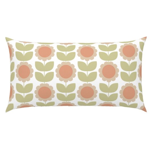  Mid-Century Pastel Pink Retro Floral Pattern 枕カバー