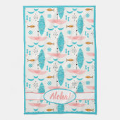 Mid Century Pink Catamaran キッチンタオル (縦)