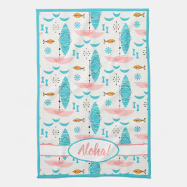 Mid Century Pink Catamaran キッチンタオル